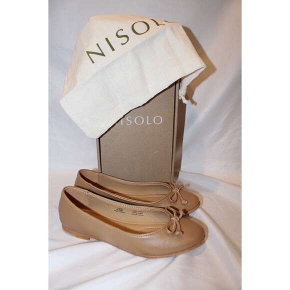 NISOLO WOMEN'S BEA LEATHER MARY JANE BALLET FLATS ALMOND SZ 7‎ NIB $138 - Picture 1 of 6